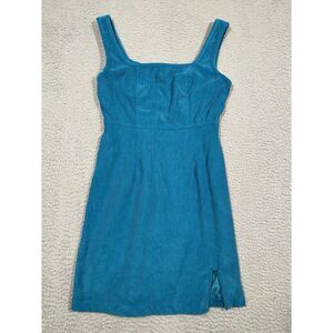Japna Blue Green Corduroy Dress Sleeveless XS Y2K Sheath‎
